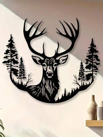 1 pieza Decoración de pared de metal con diseño de ciervo de bosque, decoración de pared de estatua, decoración de metal con diseño de ciervo de bosque, letreros de ciervo de metal personalizados, decoraciones de pared de estatua, regalos para cazadores de ciervos, letreros de caza, letreros de decoración de muebles de metal, decoraciones para exteriores, decoraciones para hoteles