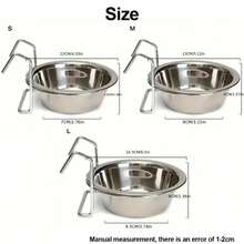 Protable Stainless Steel Hang-On Pet Bowl Big Capacity Stationary Dog Bowl Hanger Cage Cup Cat - 13cm - Xem 7