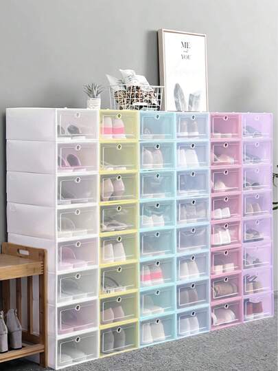1pc Transparent Shoe Box, Moisture-Proof Dustproof Storage Box, Japanese Style Plastic Stackable Drawer Type Shoe Box, Stores Shoes Without Deformation