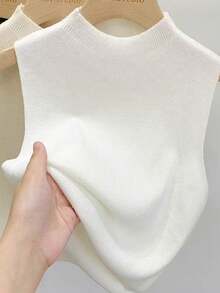 1 件女士针织仿领，黑色、白色、米色、绿色、黄色 - 條紋針織假領子 - 查看 19