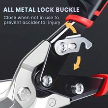 1 chiếc kéo cắt hàng không hạng nặng, máy cắt tấm kim loại đa hướng, tay cầm tiện dụng, thép crom vanadi cấp công nghiệp, lưỡi cong bằng thép không gỉ cho nhôm, dây thép nhẹ, cắt kim loại - Nhiều màu - Xem 4