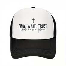 New 2025 Baseball Cap Fashion Prayer Waiting Trust Adjustable For Men And Women Adult Christian Jesus Quotes Outdoor Baseball Cap - màu đen - Xem 12