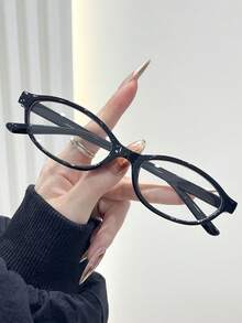 1pc Oval Classic Personalized Elegant Exquisite Ins Style Women Clear Eyeglasses For Daily Life Office Reading Watch TV Play Games Phone Business Casual Woman Fashion Accessories Suitable For All Face Shapes