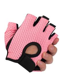 1 Pair Half Finger Breathable Polyester Fitness Gloves - Pink - View 4