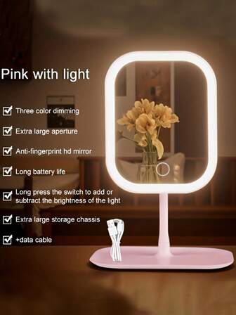 Makeup Mirror With 3 Lighting Modes, Touch Control, Portable Folding, Charging, Long-Lasting, Perfect Gift For Girlfriend, Wife, Daughter, Christmas, Halloween, New Year's Holiday Gift, Birthday Gift, Battery Capacity 320mAh