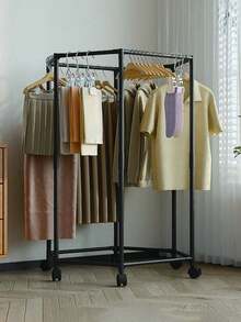 1pc Hexagonal Rotating Floor Clothes Rack, Indoor Drying Rack, Movable Coat Hanger Rack Suitable For Bedroom, Living Room, Dorm, Clothing Store Display