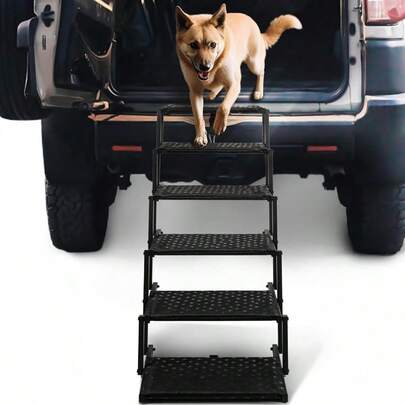 Dog Stairs For Car Foldable Dog Ramps For Large Dogs With Non Slip Surface Portable Dog Steps For Cars And SUV Truck Support Up To 200 Lbs 6 Steps