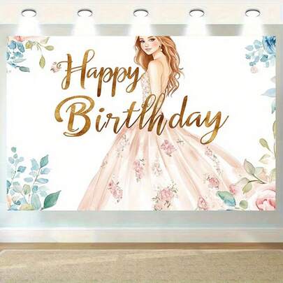 1件装2D生日派对背景横幅，季节灵感旗帜，多用途室内/室外婚礼装饰布，适用于房间、派对场地、家居装饰、家居礼品