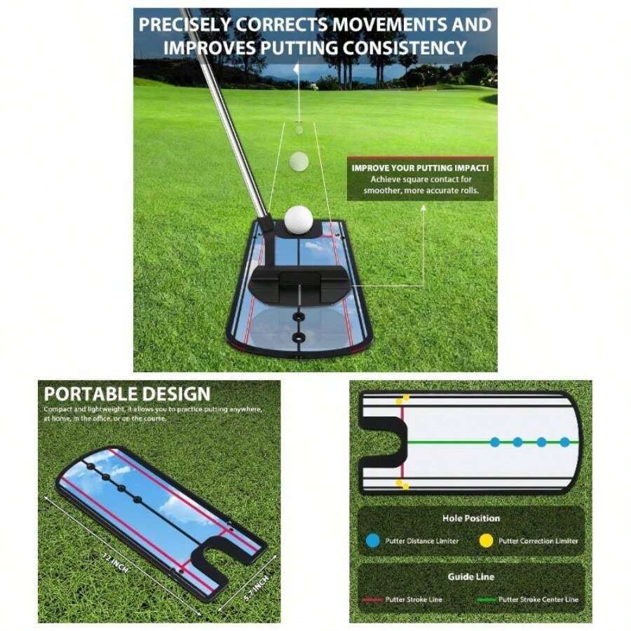 Putting Training Mirror, Portable Indoor Outdoor Training Aid Swing Posture, Ball Stroke Accuracy Improvement - Bạc - Xem 1
