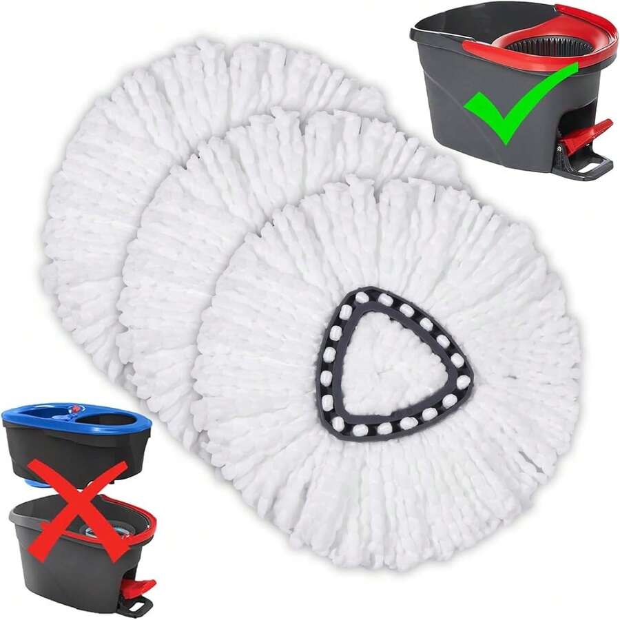 Mop Replacement Heads For O Cedar - Mop Replace Head Easy Wring Spin Mop Heads Replacements Easy To Clean Install And Replaceable Mop Head Machine Washable (3 Pack) - trắng - Xem 1