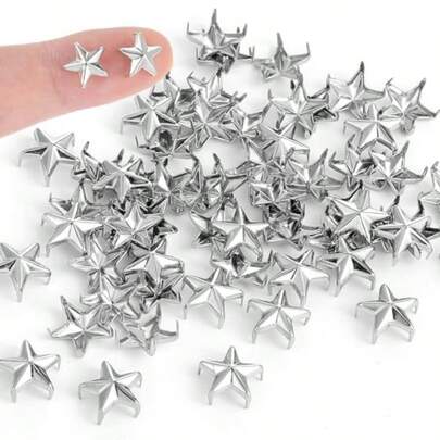 150 Pack Star Studs For Clothing 0.39in/10mm Iron Star Spike Studs Rivets For Fabric Punk Rock Clothing DIY Bracelet Leathercraft