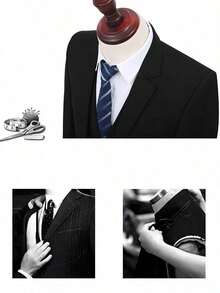Traje De Negocios 3 Piezas Traje Casual Para Hombre - Negro - Ver 5