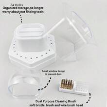 GSYY 2 In 1 Wh Drill Bit Holder And Nail Drill Bi Cleaner Br Case 24 Ho Dust-Of Dust Collec Nail Tech Nail Drill Bit Organizeing Case Dilay Container Nail Tech Must Haves Manicure Tools Supplies - 黑色 - 查看 2