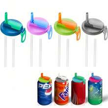 1/2pcs Silicone Straw Lids, Reusable Beverage Can Covers, Ideal For Soda, Canned Drinks, Juices, Food Storage, Parties, Holidays, Travel, Camping, Back To School - Multicolor - View 13