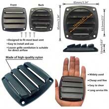 Marine Boat Square Vent, Black Louver Ventilation Grille, Stainless Steel Screws2 Pcs - Initial - View 1