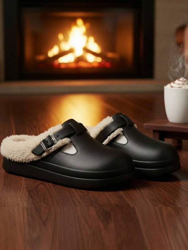 Casual Slip-On Slippers, Comfortable, Anti-Slip, Durable, Fashionable, Warm For Autumn/Winter Home Wear