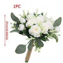 Bó hoa giả màu trắng ngà, bó hoa cho phù dâu, lễ cưới, tiệc tùng, kỷ niệm, trang trí bàn ăn. - Nhiều màu - Xem 10