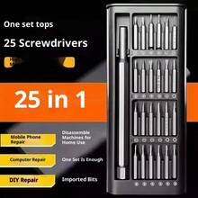 1pc 25-In-1 Precision Screwdriver Set, S2 Steel Bits, Suitable For Phone And Watch Repair, Aluminum Alloy Handle, Cross-Border Wholesale Tool Kit - Black - Multicolor - View 11