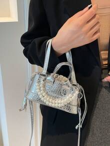 New Stylish Handbag, Fashionable Personalized INS Shoulder Bag, Niche Korean Style Handbag & Shoulder Bag With Beaded Strap - Multicolor - View 7