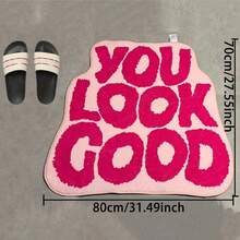 你看起来真棒”可爱又有趣的浴室垫 - 防滑、吸水橡胶背衬地毯，适用于女孩的浴室装饰 | 完美的情人节礼物、生日、毕业、家居装饰、卧室装饰、厨房装饰、客厅装饰、办公室装饰、家居装饰、客厅、浴室地毯、房间装饰、美学学校装饰、学校惊喜、宿舍装饰、返校地毯