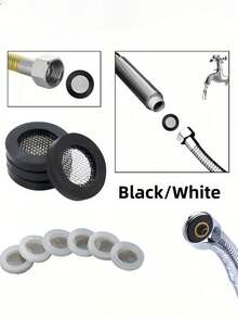10个装塑料水龙头过滤器垫圈，带不锈钢网 - 安装简便，无需用电，适用于标准1/2英寸淋浴软管和花洒，耐用橡胶垫圈带过滤器。适用于管道和管件 - 硅胶密封垫圈，防漏，管道配件