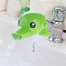1个可爱海豚水龙头延长器，专用于洗手，卡通绿色海豚浴室水槽简易安装配件，适用于多种用途