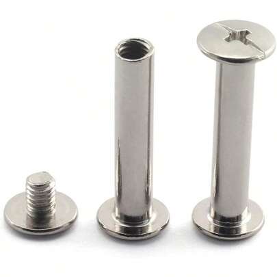 12 Sets M5x25mm Silver Chicago Screws Assembling Bolt Screw Fastener Nail Rivets For Book Photo Album Leather Craft Belt Wallet DIY Binding