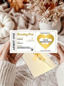 1pc Personalized Scratch-Off Boarding Pass, Reveal Holiday Surprise Destination, Surprise Holiday Ticket, Birthday Gift, Boyfriend Gift, Customized Scratch Card Boarding Pass - White - View 4