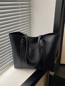 2025 New Large Capacity PU Leather Shoulder Bag, European And American Style Tote Bag For Women - Black - View 10