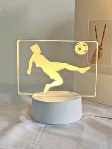 1 szt. Lampka nocna 3D z akrylu z motywem piłki nożnej, zasilana przez USB, lampka nocna do domu i pokoju, dekoracja stołu do wnętrz, idealna na prezent szkolny lub urodzinowy dla fanów piłki nożnej