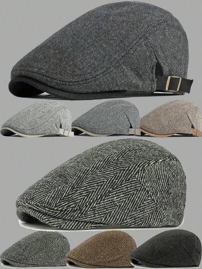 Winter Classic Beret Warm Newsboy Cap Plaid Forward Hat