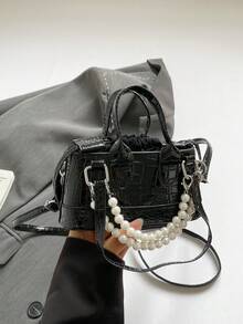 New Stylish Handbag, Fashionable Personalized INS Shoulder Bag, Niche Korean Style Handbag & Shoulder Bag With Beaded Strap - Multicolor - View 13