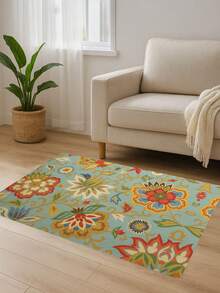 1pc Bohemian Floral Kitchen Rug Doormat - Non-Slip Mat, Suitable For Kitchen Sink Area, Colorful Boho Style Kitchen Decor