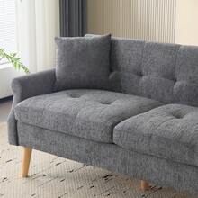 Modern Design, Upholstered Furniture, Chenille Fabric, Double Sofa, Cushioned Sofa, Sofa With Thick Cushions, Suitable For Living Room, Bedroom, Apartment, Etc. Video Available. - Grey - View 5