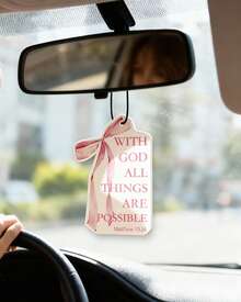 5pcs Inspirational Car Air Freshener Cute Pink Bow Coquette Bible Verses Automotive Accessories Car Interior Hanging Scents Mirror Decor For Women Teen Girls - 靈感 - 查看 2