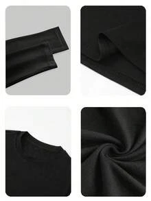 Women's Black 100% Cotton Autumn Fox Yin-Yang Round Neck Simple Casual Everyday Top, Women's Top With Sun And Moon Pattern Print, Women's Long-Sleeved T-Shirt With Witch Forest Pattern Print, Long-Sleeved T-Shirt With Mysterious Animal Pattern Print. - Black - View 6