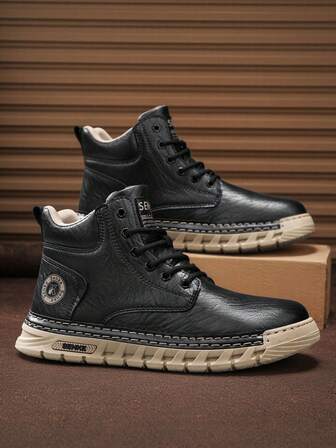 2025 Autumn/Winter New Retro British Style Thick Sole High-Top Boots, Men's Outdoor Anti-Slip Durable Casual Work Boots