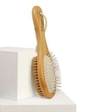 Dan And Sam Bamboo Double Sided Brush Large  Grooming Tool Natural Handle Soft And Firm Bristles Ideal For Pets With All Coat Types