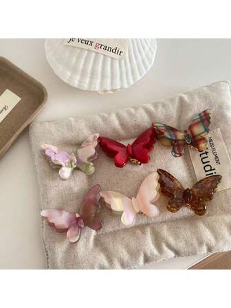 1pcHairclip New Acetic Alligator Hair Clip Butterfly Hair Clip Three-Dimensional Fashion Personalized Girl Sweet Versatile Bangs Clip Edge Clip Temperament Hair Clip Women's Hair Accessories Autumn And Winter Hair Accessories Suitable For Daily Use, Home School, Seaside Vacation, Work, Commuting, Party, Holiday, Birthday Gift, Back-To-School Season, Versatile, Go Out Girl, Claw Clips, Hair Slide, Hair Barrettes