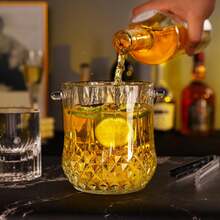 1pc Elegant Transparent Ice Bucket With Handle - Fashionable Portable Beverage Cooler, Suitable For Parties And Events - Transparent - View 7