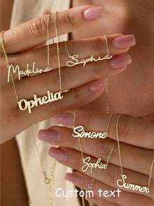 Custom Shiny Frosted Name Necklace Women Personalized Charm Classic Letter Clavicle Necklace Stainless Steel Gold Cursive Name Handmade Pendant Nameplate Jewelry Christmas New Year Gift For Girlfriend Lover - Gold 1 - View 1