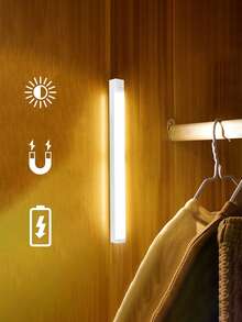 1pc USB Rechargeable LED Motion Sensor Light, Cabinet Wardrobe Light, Wireless LED Night Light, Staircase Backlighting, Rechargeable, Suitable For Room, Kitchen, Kitchen Accessories, Closet, Stairs, Corridor And Cabinet, Kitchen Decor, Bedroom Decor, Bedroom, Lamp, Light, Room Decor, Sensor Light, Kitchen Light, Battery Wall Lamp, Ceiling Light, Battery Lamp, Christmas, Halloween, LED Light, Wall Lamp, Wall Light, Bedroom Light, Battery Capacity: 150mAh, 200mAh, 350mAh, 10/20/30/50cm Optional - Smart Sensor Cabinet Lights - View 5