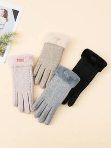 1 双女士手套，秋冬季触屏指套手套，保暖内衬，适合骑行、驾驶、户外活动、工作和居家使用。 - 分指手套 - 查看 5