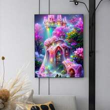 1pc 5D Diamond Painting Kit - "Glowing Fairytale Castle Wonderland" - Large Size Full Diamond Art DIY Diamond Painting Set, Frameless Mosaic Full Round Acrylic Diamond Art DIY Diamond Painting Set, Suitable For Home And Office Desktop Decor, Tabletop Decor And Wall Decor, Ideal Home Decor Gift For Living Room, Bedroom, Study - Multicolor - View 14