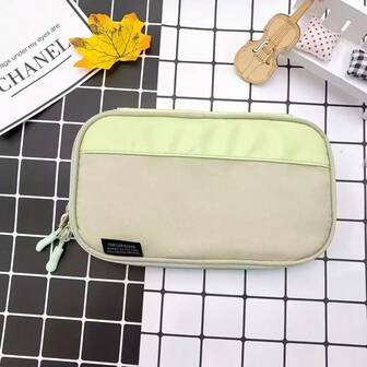 Estuche para lápices de gran capacidad - Bolsa de almacenamiento con cremallera de estética linda, multicompartimento, bolsa portátil de almacenamiento y organización para la oficina y la escuela, adecuada para estudiantes universitarios, hombres y mujeres, caja de almacenamiento de escritorio de tela duradera, puede contener bolígrafos, lápices, marcadores, tijeras
