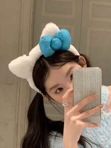 Tom's Cat Ear Plush Headband, S Casual Photo Hair Accessories, Headband With Bow, Polyester Fiber, Suitable For All Seasons Valentines,Hairband,Hair Hoop Headbands ,Gifts Head Accessories - Multicolor - View 6