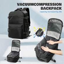 真空压缩背包 - 尼龙材质，多口袋收纳，适合旅行、徒步、露营和商务出行，节省空间设计，内置气泵，旅行必备收纳包，轻便旅行装备，拉链封口，旅行背包，旅行包，行李袋，旅行袋，过夜包，大容量旅行收纳包，邮轮必备，度假必备，男女通用