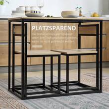 HOMCOM Dining Set With Table And Chairs (3 Pieces), Ideal For 2 People, Small Space (Kitchen, Living Room), Oak. - Oak Color - View 2