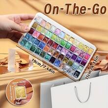 60 Colors Pearl Watercolor Pigment, Dyes, Pearlescent, Metallic, Shimmer, Glitter, Starry Solid Paint Mini Travel Portable Art Kit For Painting, Writing, Drawing, Lightweight, DIY Supplies For Beginners, Artist, Adults, Students, Professionals - 60 màu - Xem 6