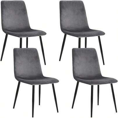 Dining Chairs Set Of 4 Grey Esright Chair Nursing Seats Reading Seating Home Living Room Bedroom Kitchen Cafe Office Furniture Soft Velvet In 47cm Seat Height